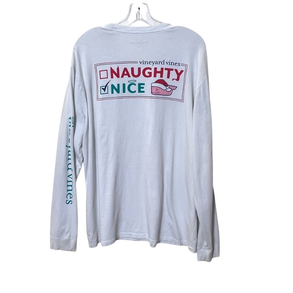 Vineyard Vines Naughty Nice Whale Santa Christmas Long Sleeve Tee - Picture 2 of 13